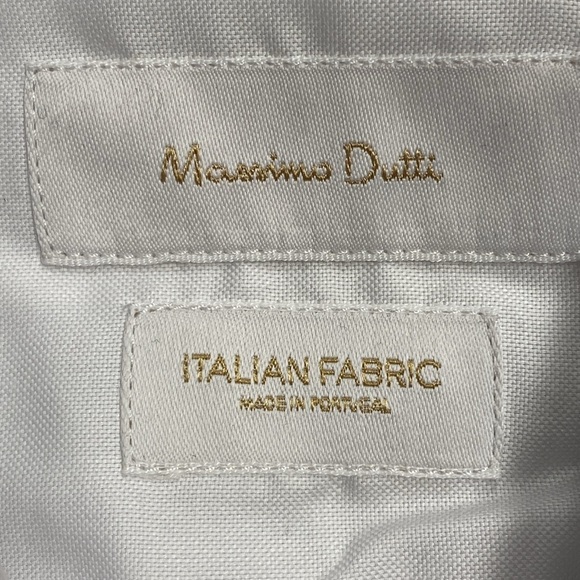 NWT. Massimo Dutti White Slim Fit Cotton Twill Shirt. Size 16,5. - Picture 12 of 14